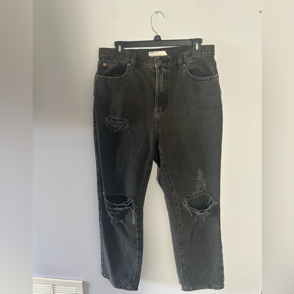 Garage Black Denim Distressed Jeans Straight 11/30